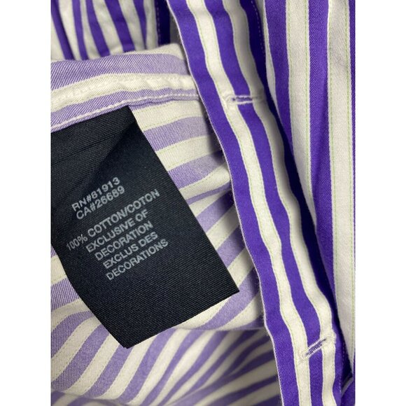 Robert Graham X White Purple Stripe Long Sleeve Button Up Shirt Men Large Cotton - Picture 5 of 13